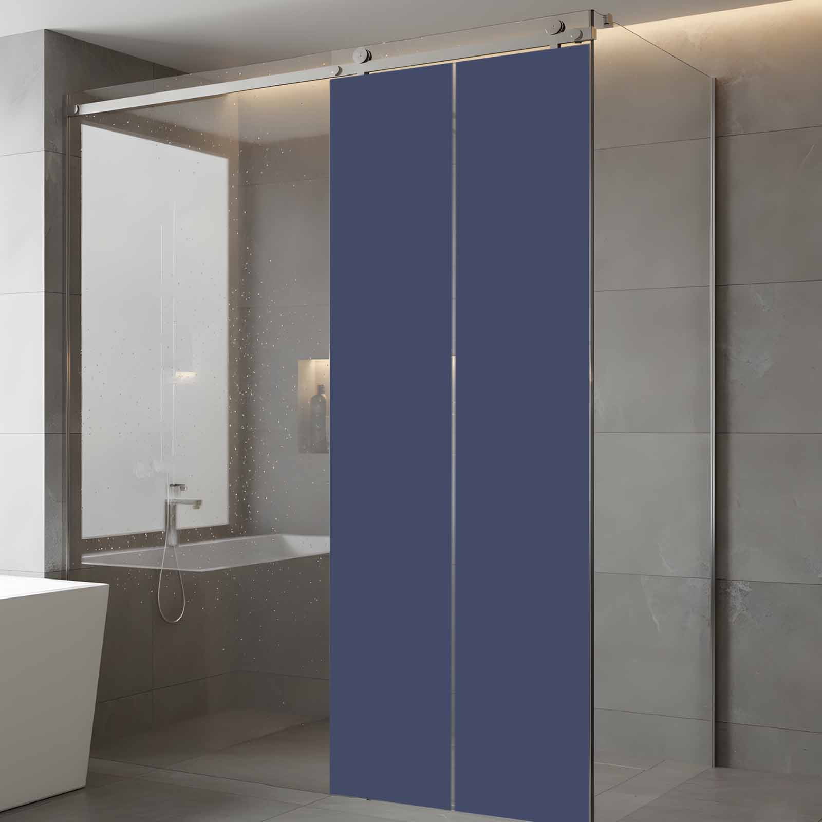 Pure Dark Blue Window Privacy Film, Simple Solid Color Static Cling UV Sun Blocking Heat Control Window Tint Day and Night, Non-Adhesive Reusable One Way Windows Privacy Cover 23.6''x59''