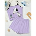 thumbnail image 4 of Conjuntos cortos para mujer, 2 piezas, pijama, falda, camiseta, top, vestido lencero, traje de mujer, Snoopy, ribete de lechuga, ropa elegante de verano 2024, 4 of 4