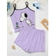 thumbnail image 5 of Conjuntos cortos para mujer, 2 piezas, pijama, falda, camiseta, top, vestido lencero, traje de mujer, Snoopy, ribete de lechuga, ropa elegante de verano 2024, 5 of 5