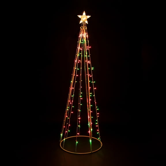 Northlight Lighted Outdoor Christmas Cone Tree with Star- 6' - Red and Green Lights