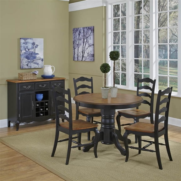 The French Countryside Oak and Rubbed Black 5PC Dining Set