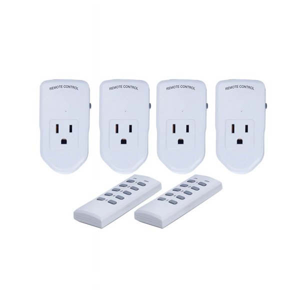 Wireless Remote Control Electrical Outlet Switch for Household Appliances, White (Learning Code, 5Rx-2Tx)