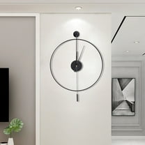 Denest 20" Classical Large Decorative Wall Clock with Pendulum, Black Modern Non-Ticking Silent Metal Wall Clocks for Living Room, Bedroom, Study, Office