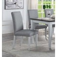 thumbnail image 2 of Classic Look Side Chairs 4pc Set Gray Fabric Antique White Finish Wood Frame Dining Furniture, 2 of 6