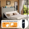 thumbnail image 3 of Merluxy Full Bed Frame,Smart Adjustable Bed Base,Charging Station,Storage Wingback Headboard,Corduroy Light Grey, 3 of 8