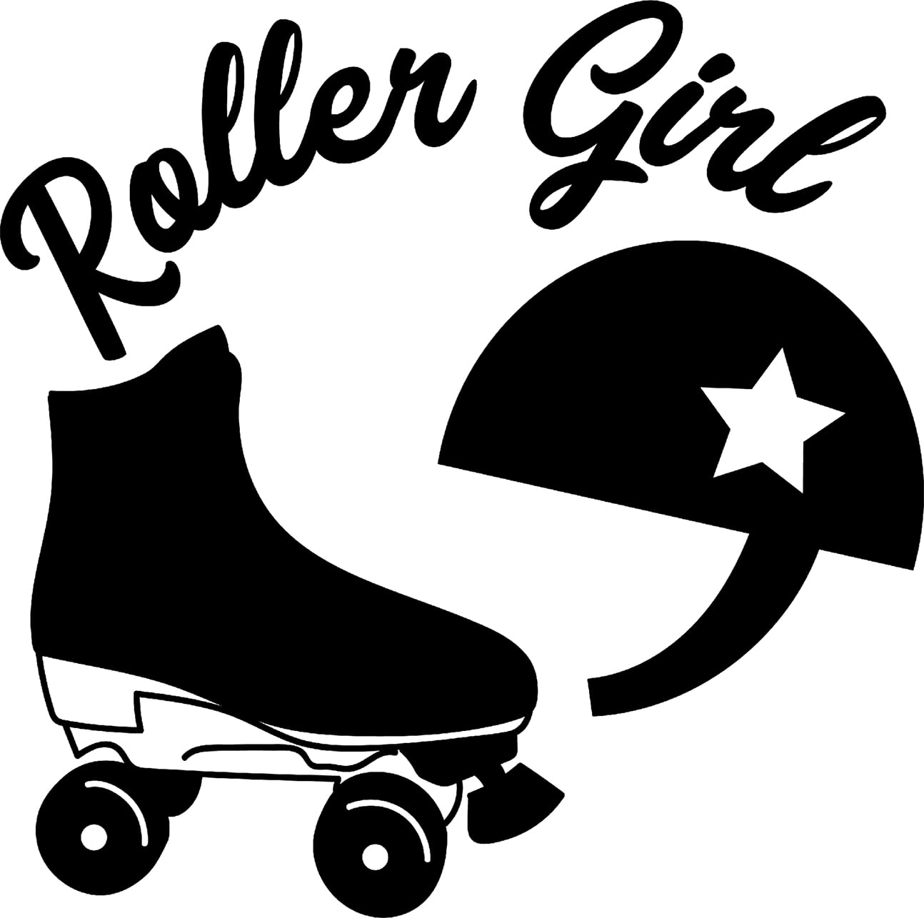 Roller Girl Star Helmet Roller Skate Derby Sports Wall Decals for Walls
