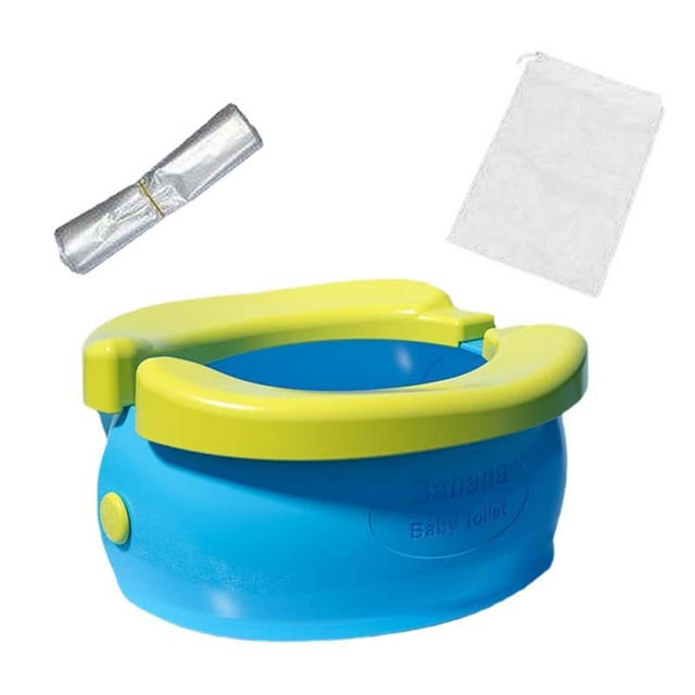 jinwen Toilette Portable pour Enfants, Pot Pliable, Facile à Nettoyer, Toilette de Voyage Réutilisable, Toilette d'Urgence pour Randonnée en Plein Air, VR, Voiture, Enfants, Bleu