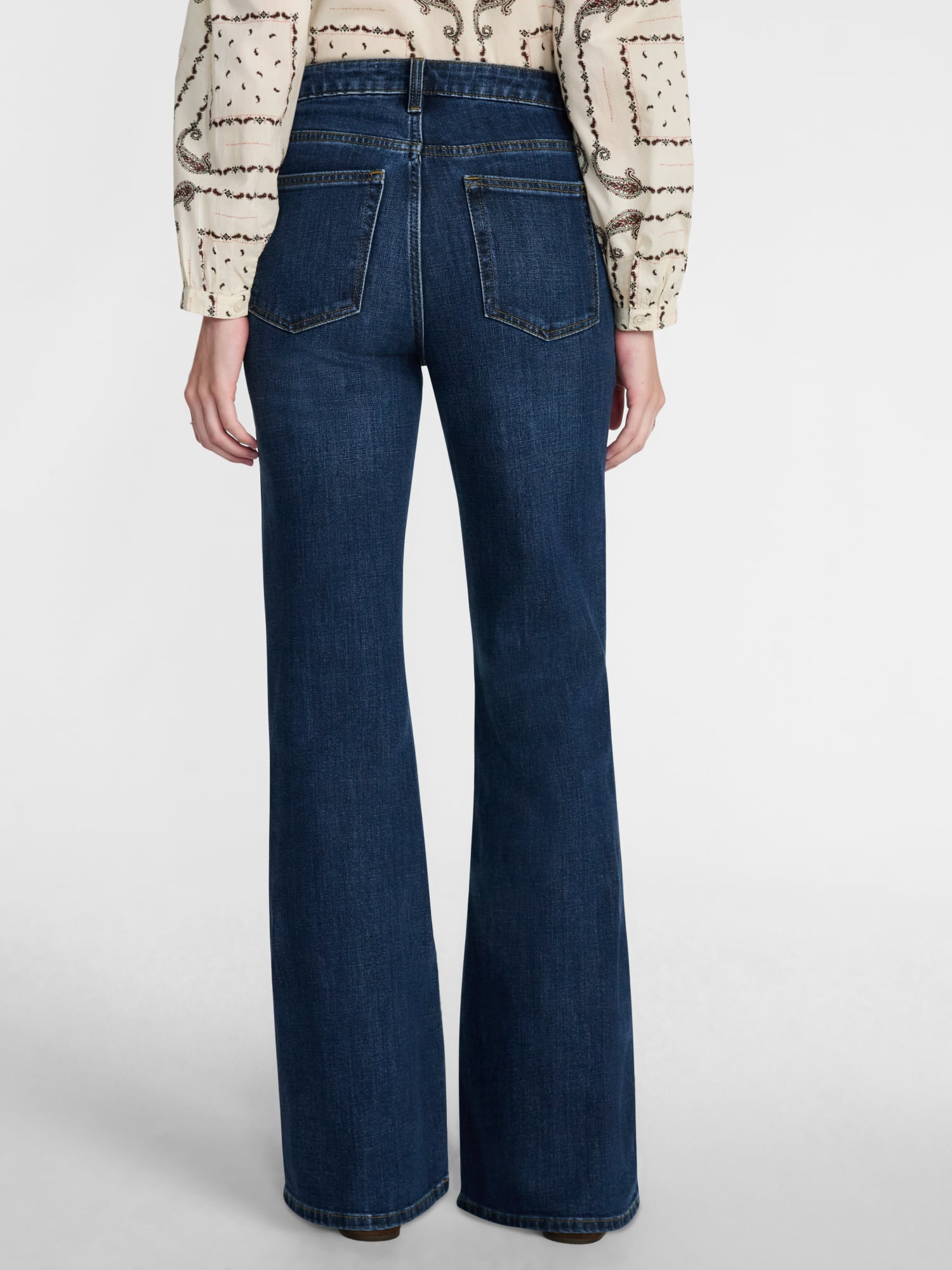 Scenario Women's High Rise Creased Flare Denim Jeans, Size 0-20