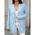 thumbnail image 4 of jinghuiyue Womens Lightweight Cardigans Casual Open Front Long Sleeve Knit Long Cardigan Sweaters with Pockets L, 4 of 7