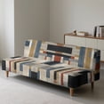 thumbnail image 3 of ZIATUBLES Geometric Color Blocks Stretch Sofa Slipcover Armless Futon Cover, Elastic Couch Cover Furniture Protector Dustproof Washable for Living Room Bedroom, 3 of 9