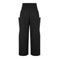 thumbnail image 3 of Yubnlvae 2025 Women's High Waist Linen Beach Pants Wide Leg Harem Trousers with Pockets | Folk Style Casual & Vacation Style, Black, Xl, 3 of 9