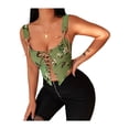 thumbnail image 2 of Douhoow Women Lace up Bustier Floral Embroidered Corset Crop Tops Vintage Sleeveless Tank Top, 2 of 7