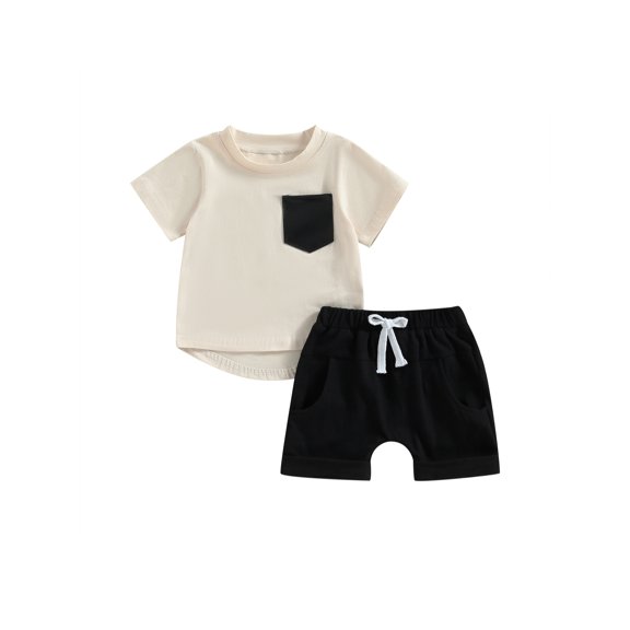 Bagilaanoe 2pcs Toddler Baby Boy Short Pants Set Short Sleeve T-shirt Tops Shorts 3M 6M 12M 18M 24M 3T 4T Kids Casual Summer Outfits