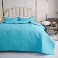 thumbnail image 3 of Quilted Floral Quilt Set Lightweight for Queen Beds – Includes Quilt and Shams (Rainbow, Blue), 3 of 8