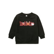 hirigin Christmas Sweatshirt Letter Print Long Sleeve Round Neck Pullover
