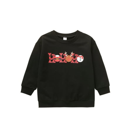 hirigin Christmas Sweatshirt Letter Print Long Sleeve Round Neck Pullover