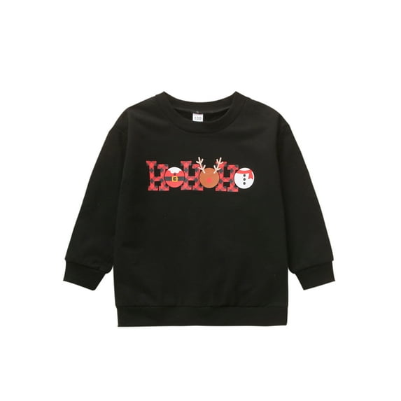 Qmyliery Christmas Sweatshirt, Letter Print Long Sleeve Round Neck Pullover Casual Tops