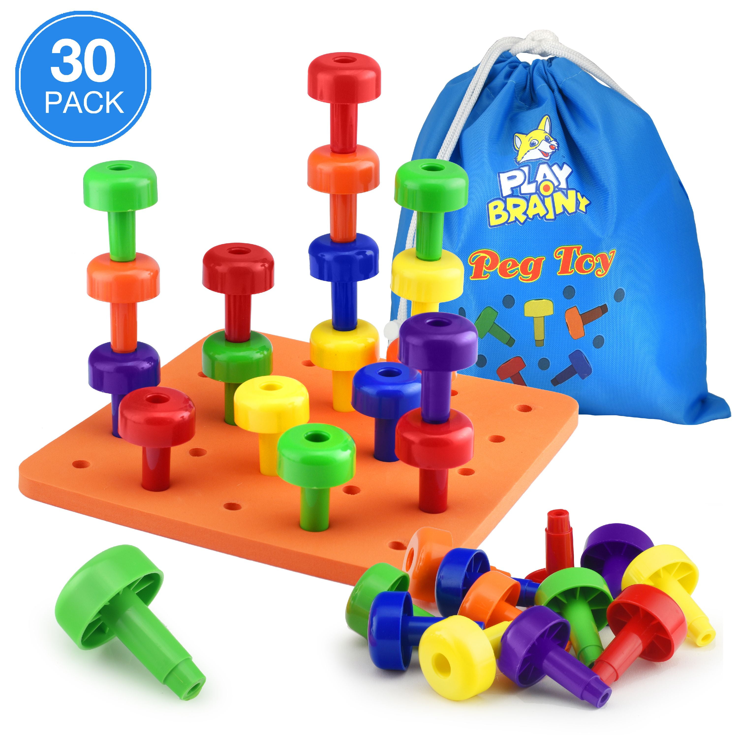 Sorting and Counting Smart Keiki Stacking PEG Board Set Toy and Educational Activity Board with 36 PEGs and Bag for Toddlers and Kids Best Montessori Inspired Sensory Toy for Learning Colors 