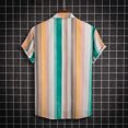 thumbnail image 2 of Camisas Hombre Camisa informal de manga corta con botones y estampado de solapa suelta para hombre, Top de verano hawaiano para la playa (Light Blue, M), 2 of 7