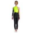 thumbnail image 2 of Haitryli Kids Girls Shiny Rhinestone One Shoulder Gymnastics Leotard Full Body Skating Jumpsuit Dance Bodysuit Unitard Fluorescent Yellow 14, 2 of 5