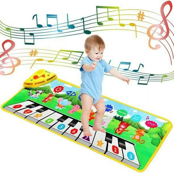 HLONK Baby Piano Toys for 1 Year Old Boy Gifts Toddler Piano 1st Birthday Girl Gifts with 52 Music Sounds 8 Animals Pattern Instruments Anti-Skidding Touch Playmat Baby Musical Toys for