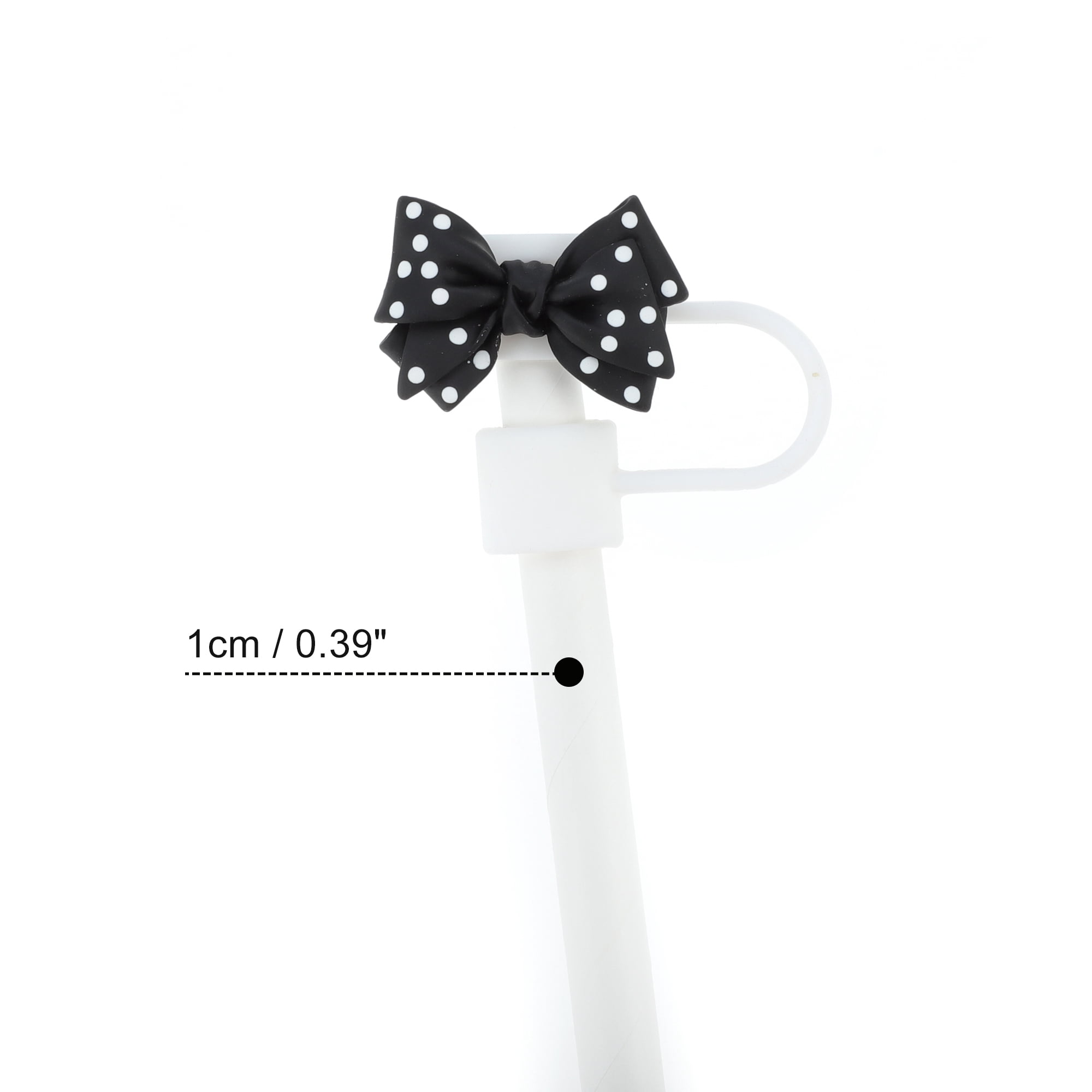 Unique Bargains Spotted Butterfly Silicone Straw Cover Cap Set of 4 Black