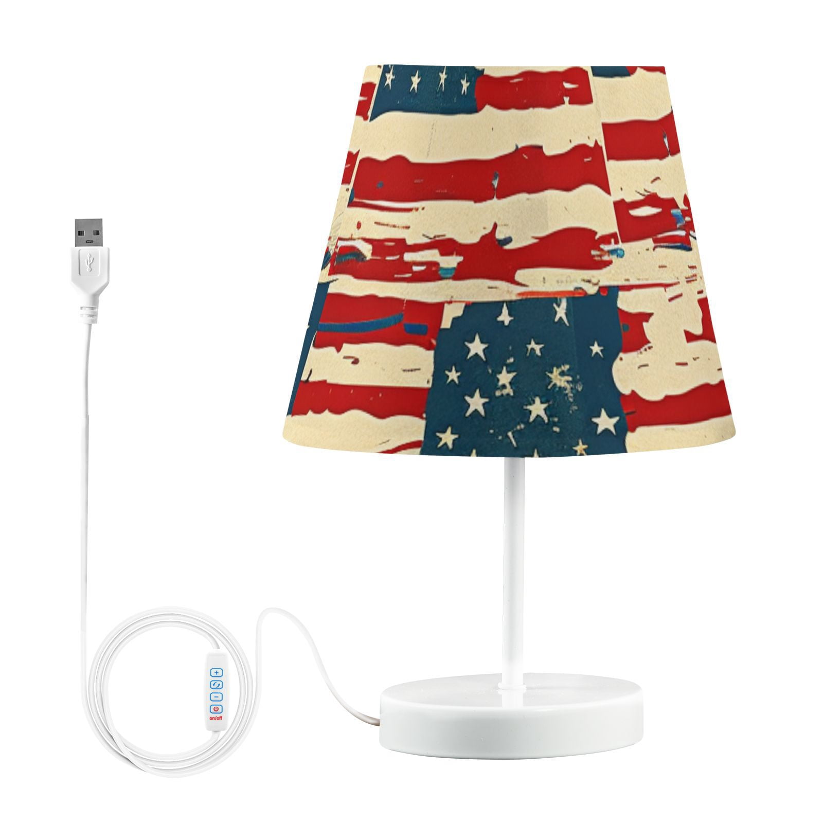 Us Flags Desk Lamp 3 Color Modes LED Table Lamp Nightstand Reading Light for Bedroom Living Room