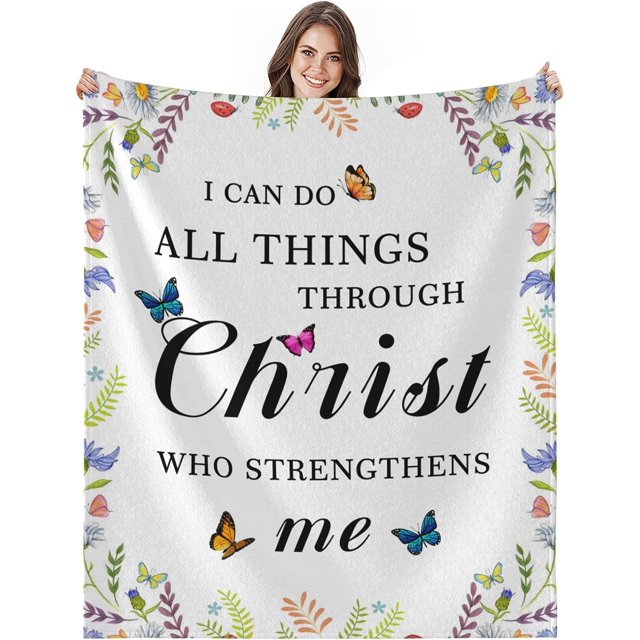 LHSHID Christian Gifts for Women Religious Gifts for Women Catholic Bible Verse Blanket Inspirational Spiritual Scriptures Religious Soft Throw Blanket Birthday Gifts for Women 60x80in