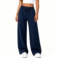 thumbnail image 4 of Bosfbaoi Sweatpants for Women Drawstring Elastic Waist Wide Leg Pants Patch Pocket Casual Loose Track Pants, 4 of 8