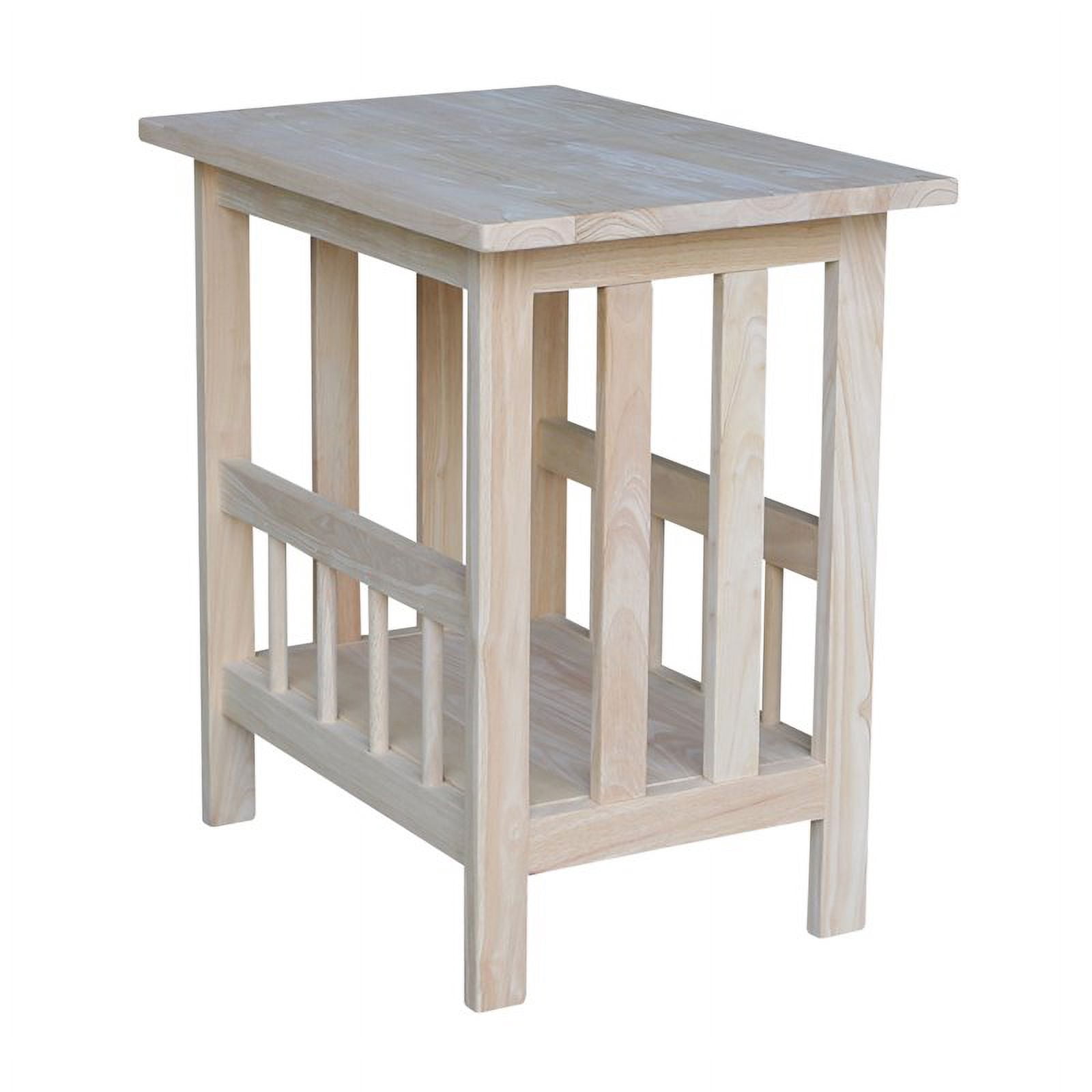 International Concepts Solid Wood Unfinished Mission Magazine End Table