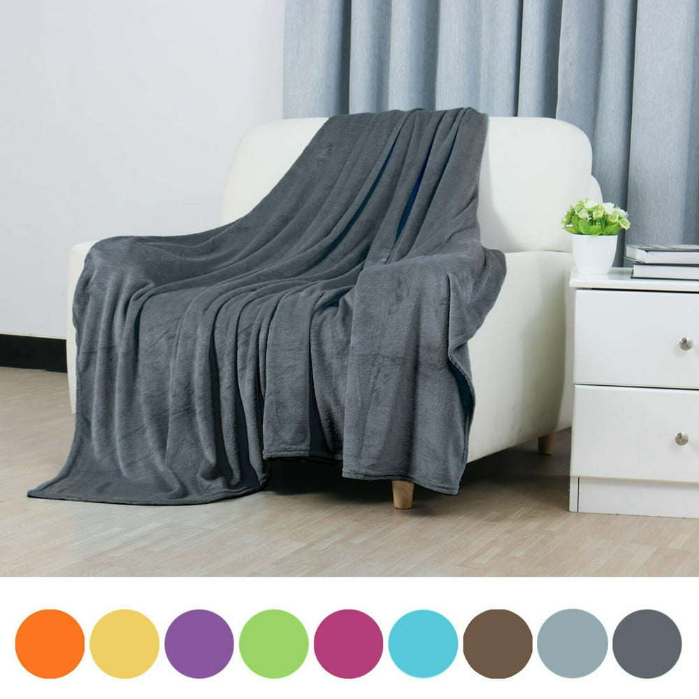 PiccoCasa Soft Warm Fleece Polyester Throw Blanket Queen Size, Dark