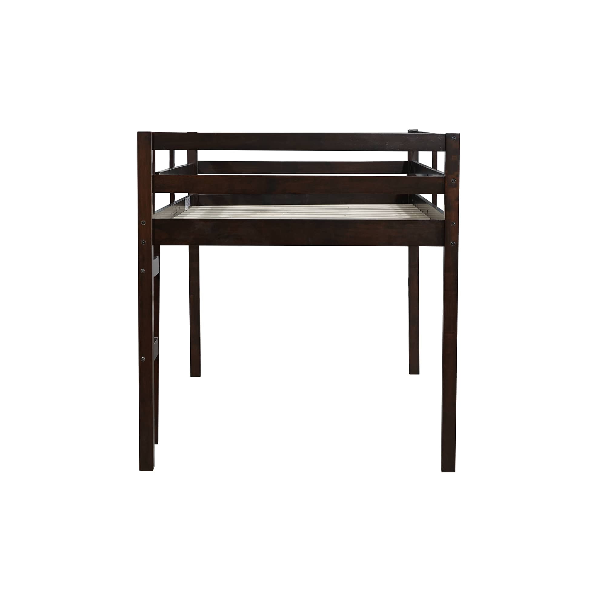 MAYEERTY Twin Loft Bed, with Ladder, Bed Platform of Strengthened Slats , Espresso