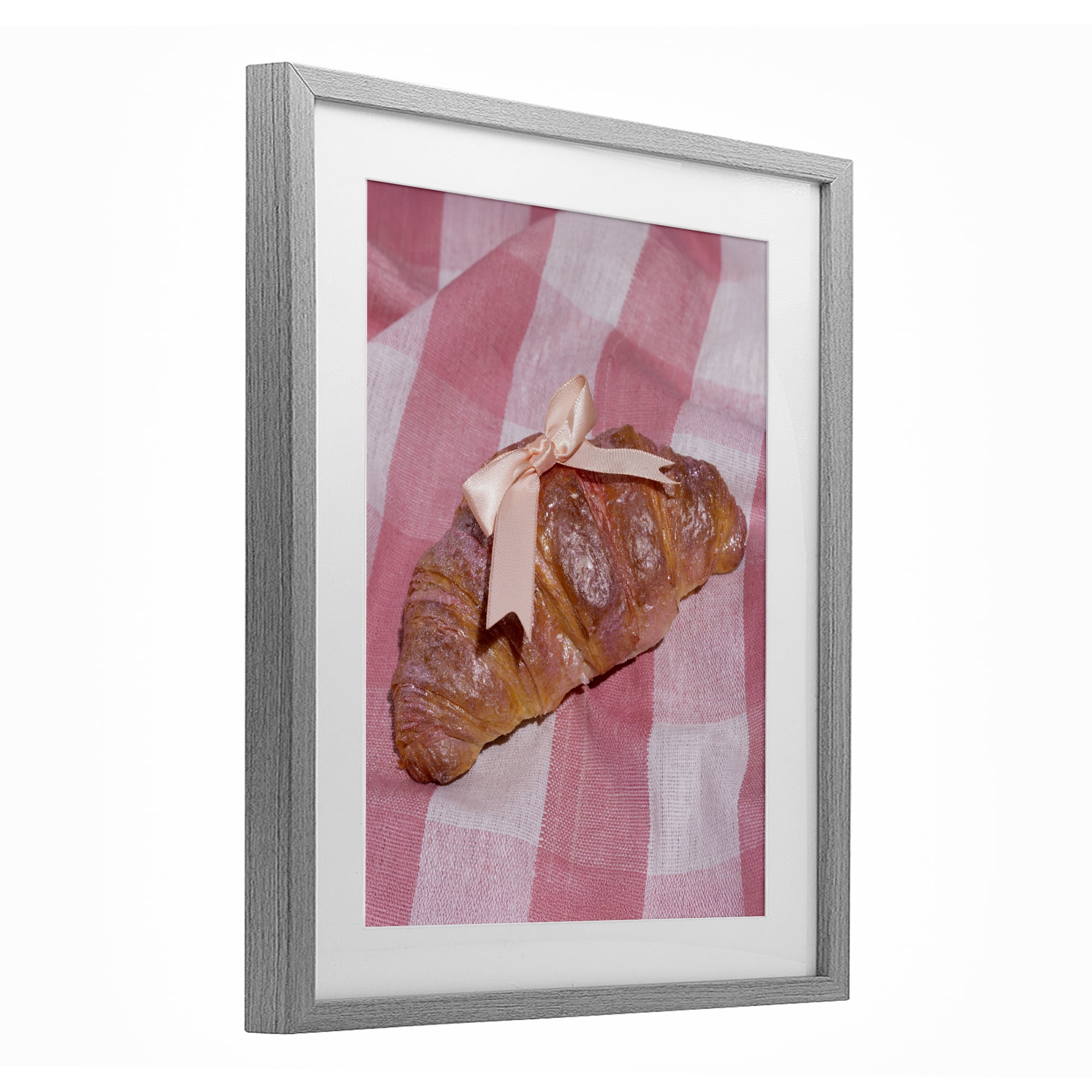 Stupell Industries Glam Ribbon Croissant Gray Framed Print Under Glass, design by LISH Creative