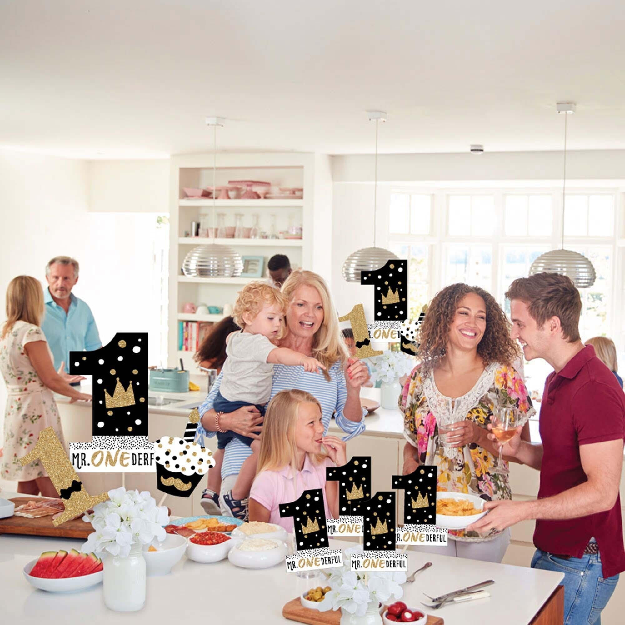 Big Dot Of Happiness 1st Birthday 'Little Mr. Onederful' Centerpiece Sticks - 35 Piece Set