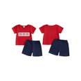 thumbnail image 2 of BemeyourBBs Toddler Baby Boy Girl 4th of July Outfit Patriot Fourth of July Summer Independence Day Clothes American Flag Embroidery Short Sleeve T-Shirts with Shorts 2 Pcs Set, 2 of 9