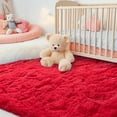 thumbnail image 5 of ZENELESS Fluffy Area Rugs for Living Room,4x6 Shag Rectangular Carpets for Bedroom Red, 5 of 8