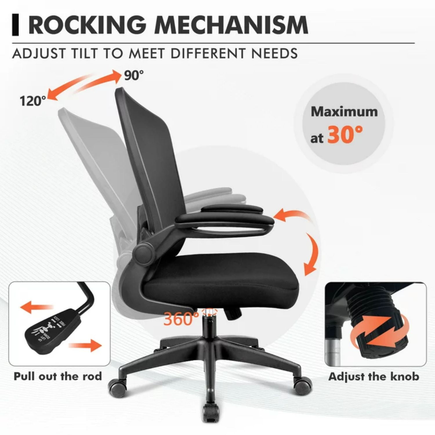 Office Chair Felixking Ergonomic Desk Chair With Adjustable Height And Lumbar Support Swivel Lumbar Support Desk Computer Chair With Flip Up Armrests