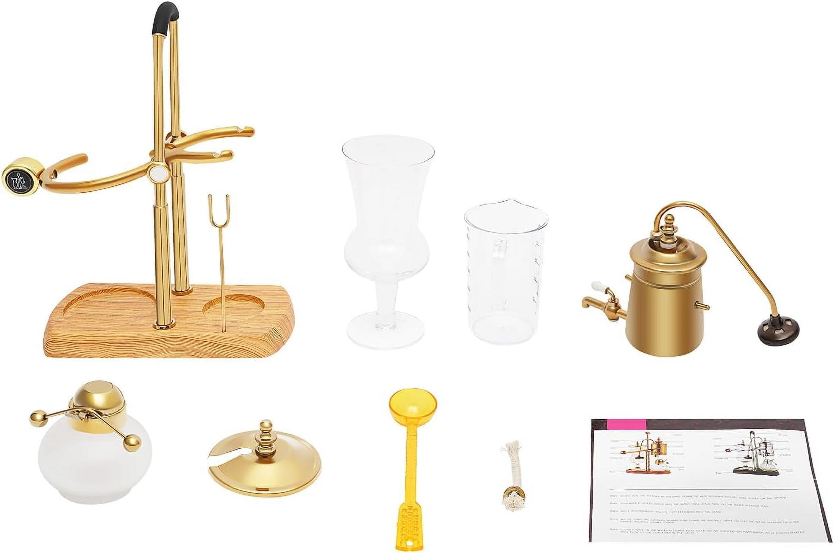 Siphon Coffee Maker, Belgium Royal Family Balance Syphon Coffee Maker, Siphon Brewer, Vintage Coffee Machines, Elegant Design Retro-Style, 400ml/14oz (Gold)