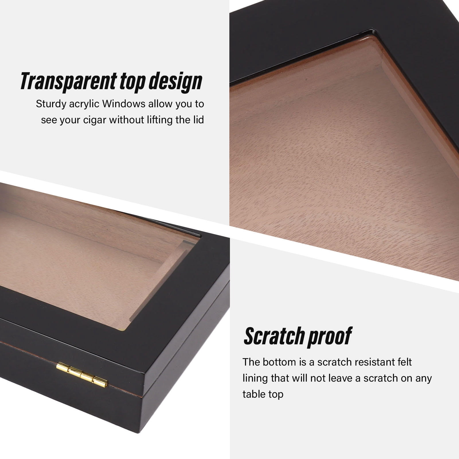 LAZIOEGR 20‑Cigar Mini Humidor Box with Transparent Acrylic Window, Built‑In Hygrometer, Humidifier, Scratch‑Resistant Felt Lining, Portable Gift Box