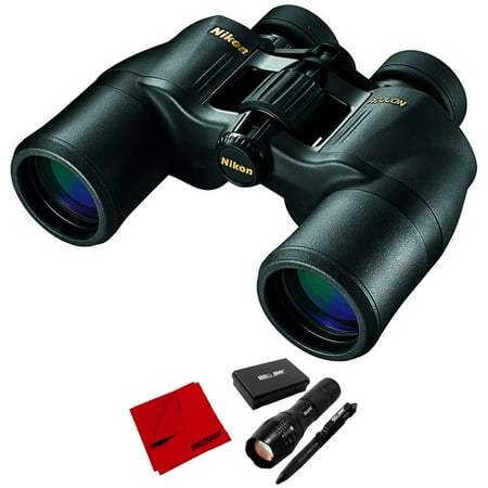 Nikon 8245 ACULON 8x42 Binoculars (A211) Bundle with Deco Gear FPT100BK Tactical Flashlight and Tactical Pen Set with Water/Shockproof Case + Deco Microfiber Cleaning Cloth