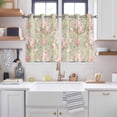 thumbnail image 2 of Pink Flowers Kitchen Curtains Short 45 Inch Length, Green Country Botanical Floral Leaves Grommet Top Bedroom Living Room Curtains, Light Filtering Cafe Curtain Drapes 2 Panels Set 84''x45'', 2 of 9