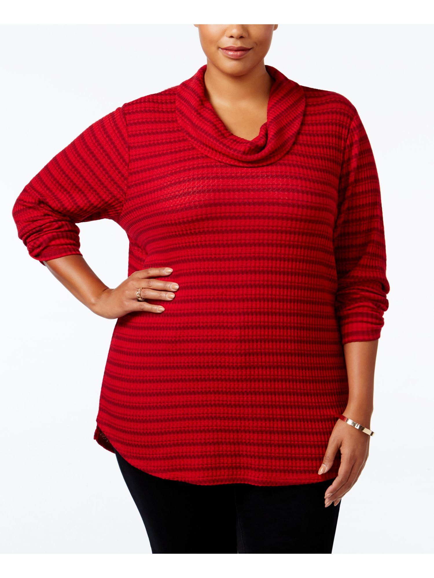 1550 Red Striped Hi-Lo Sweater 1X Plus 