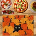 thumbnail image 2 of JOOCAR Halloween Black Cat Among Pumpkins Linen Table Mats Set of 4 for Home Kitchen Table Decor 12x18 inch, 2 of 5