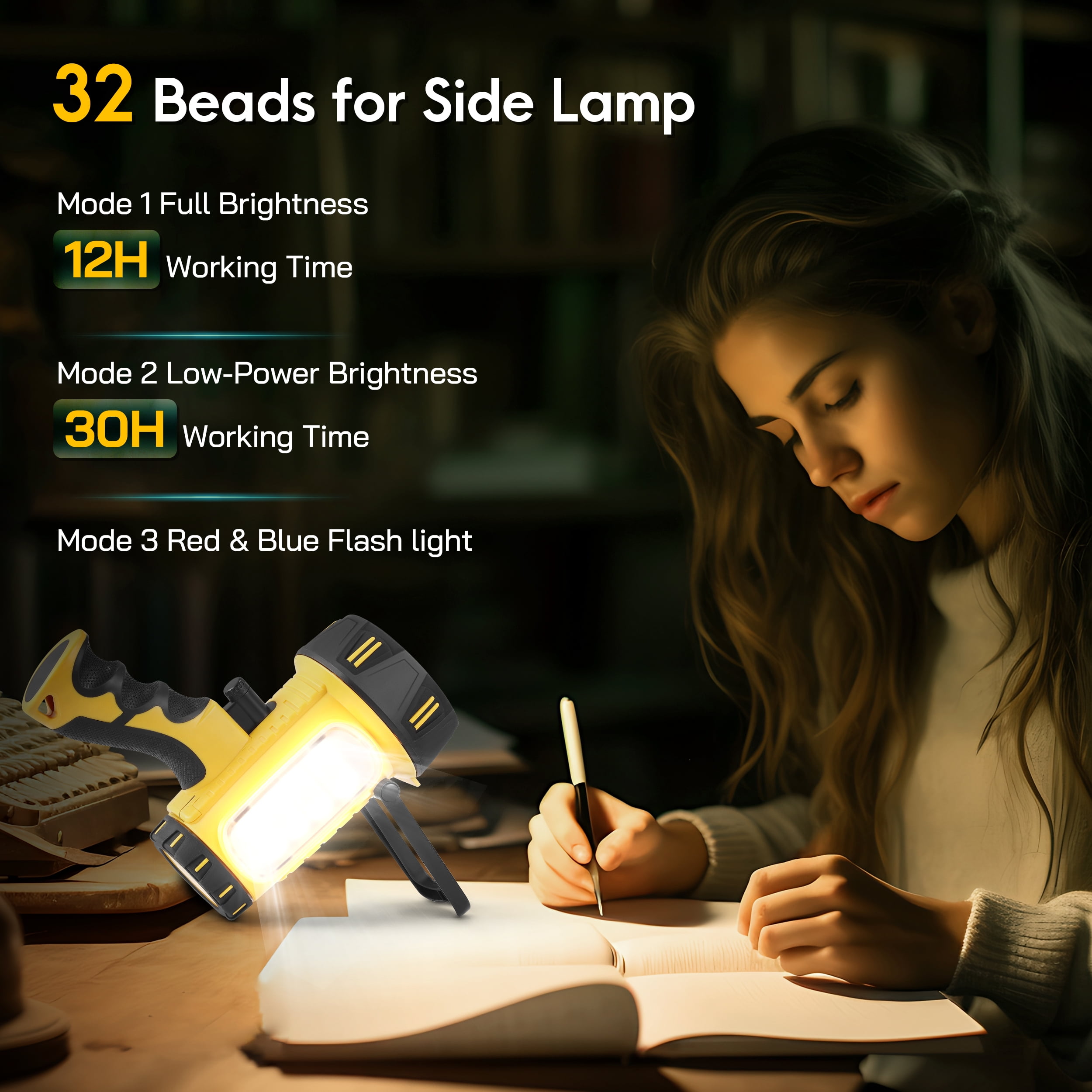 YTAKY Flashlight 1000000 Lumen, 2 Pack, Spotlight Rechargeable, 10000mAh Battery, IP67 Waterproof for Outdoor Camping, with Foldable Stand