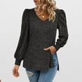 thumbnail image 3 of V Neck Sweatshirts for Women Womens Sweaters Dressy Casual Blouse Lightweight Knitted Top Womens Knitted Sweatshirts Hollow Out Lace Long Sleeve Top Fall Winter Pullover Tops Holiday Clothes, 3 of 6