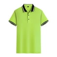 thumbnail image 4 of Mens Shirts Tops Short Sleeve Button Lapel Solid Color Mens Performance Polos,Light Green,4XL, 4 of 5