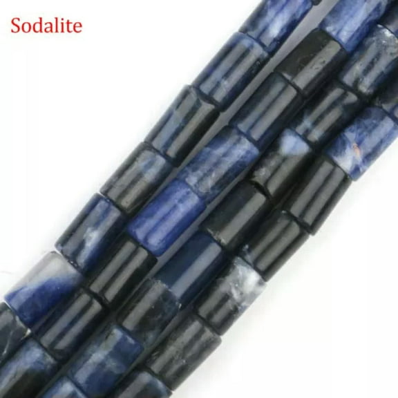HOOUN 15"Multi-color Gemstone 5*8mm Tube Cylinder Loose Beads for Jewelry Making DIY -Sodalite-1 String (Random)