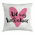 thumbnail image 1 of Valentines Day Decor Throw Pillow Cushion Cover, Be My Valentine Quote with Romantic Cartoon like Heart Love Image, Decorative Square Accent Pillow Case, 20 X 20 Inches, Pink and Black, by Ambesonne, 1 of 2