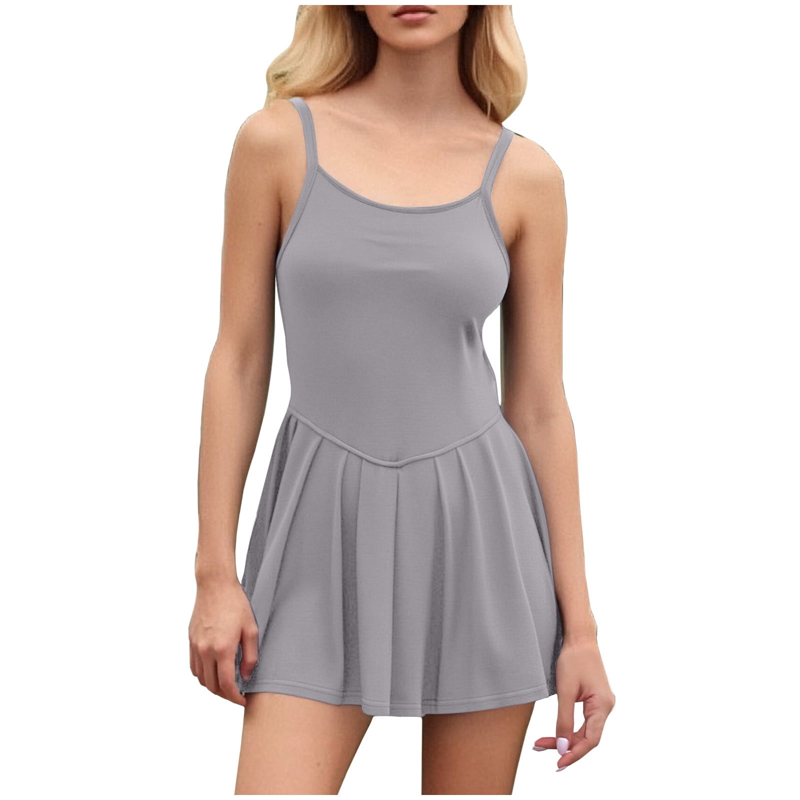 QATAINLAV Women's Summer Sleeveless Rompers Casual Spaghetti Strap Double Lined Athletic Short Jumpsuit 2025 Summer Tennis Bodysuit Pink S Todays Daily Sales Clearance
