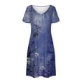 thumbnail image 5 of Womens Dresses Dresses for Women Summer Dress Plus Size Women's Fashion Summer Print Short-sleeved V-neck Casual Dress Dark Blue XXL, 5 of 8